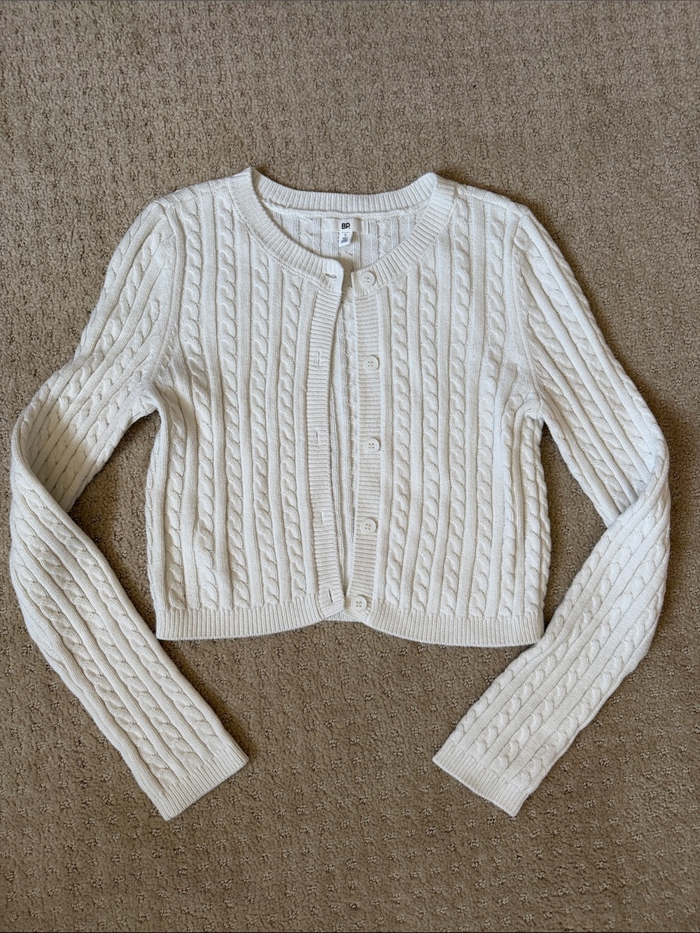 Nordstrom BP Cable-Knit Button Cardigan - White / cream